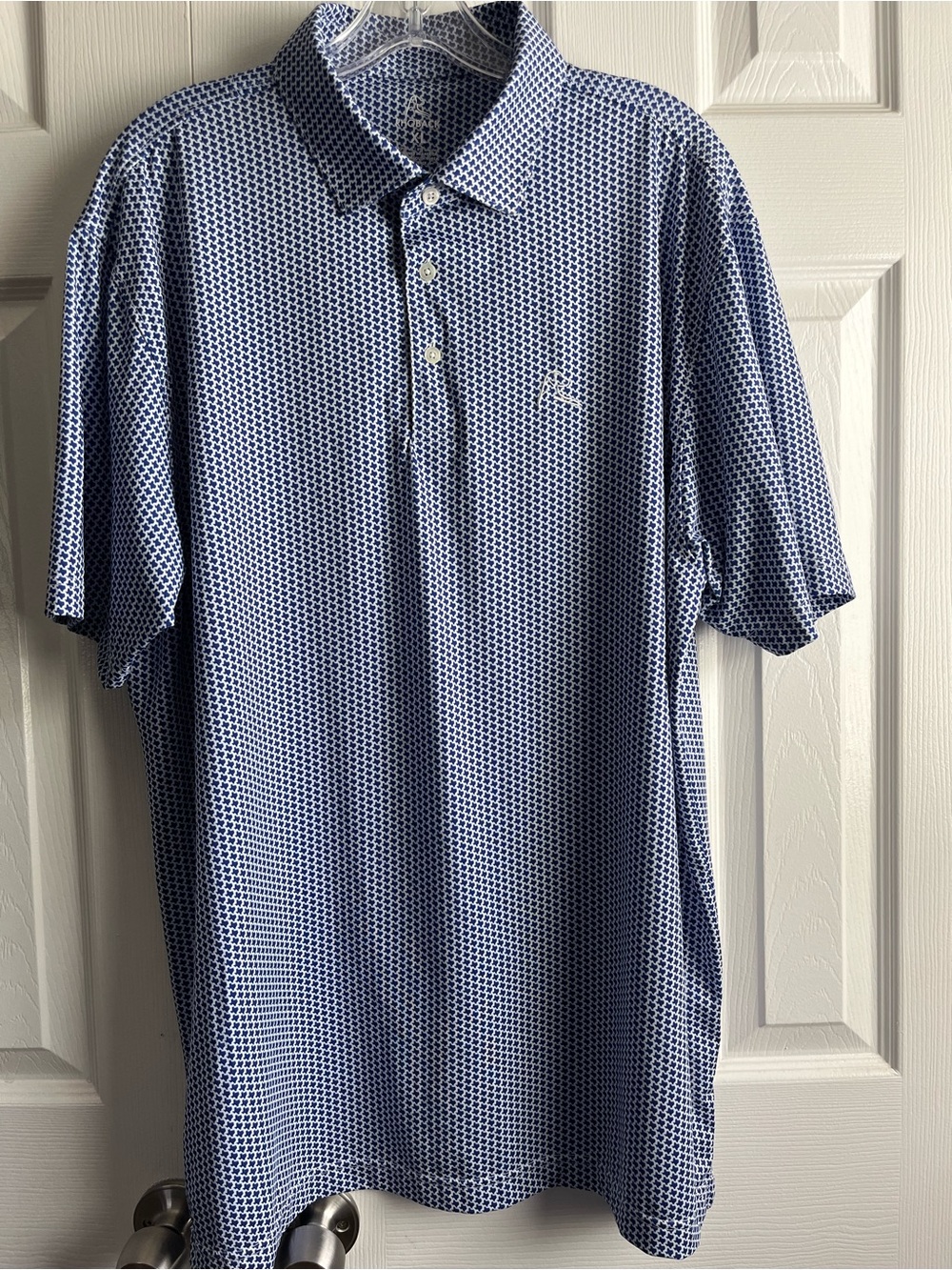 RHOBACK Don't Mess With Texas Blue Short Sleeve Performance Polo Golf Size XL